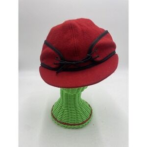 Dry Ice Crown Cap Hat Wool Blend Red/Black Insulated Flaps 7 3/8 Fold Down Ears
